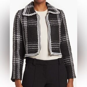 NWOT Plaid Tweed Zip Front Jacket